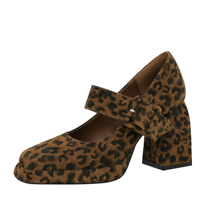 Leopard high-heeled shoes European style platform for women