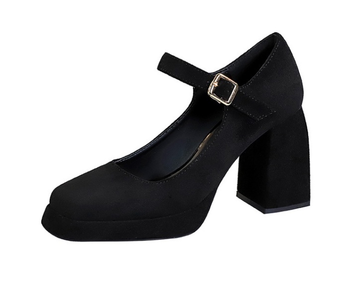 Thick broadcloth platform square head low shoes