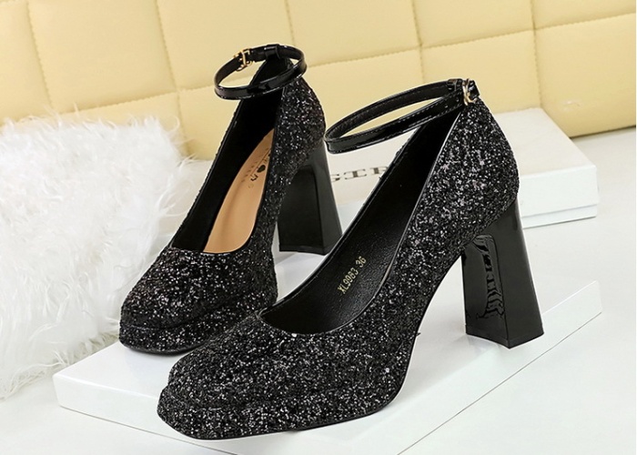 Sequins wedding shoes thick platform for women