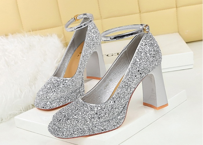 Sequins wedding shoes thick platform for women