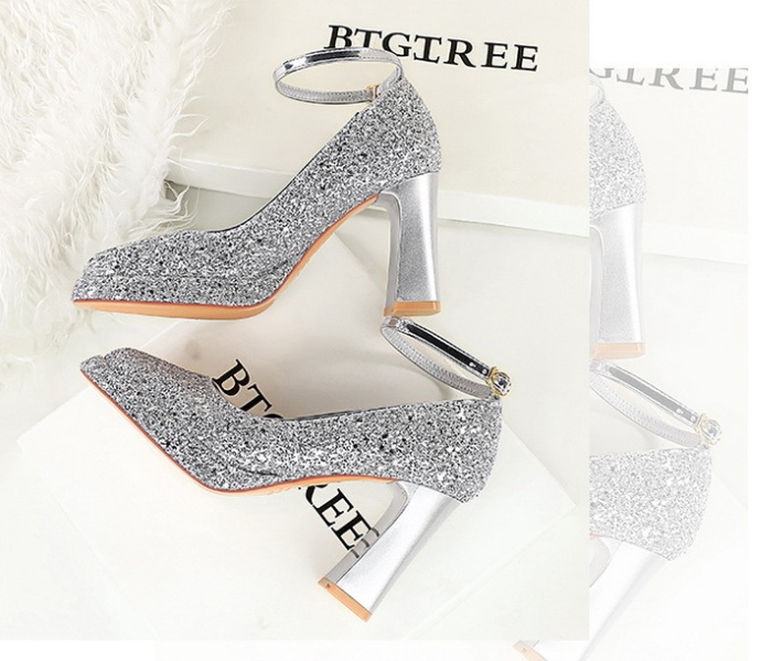 Sequins wedding shoes thick platform for women