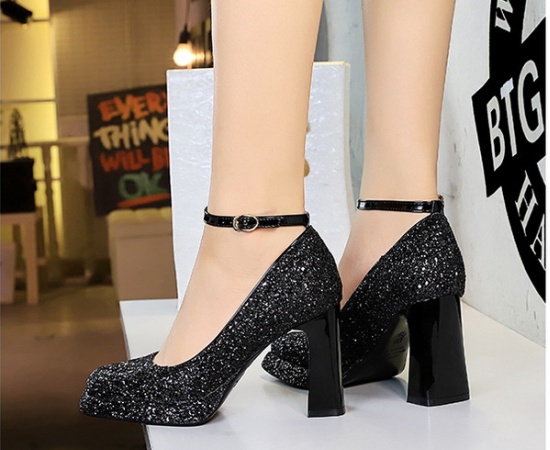 Sequins wedding shoes thick platform for women