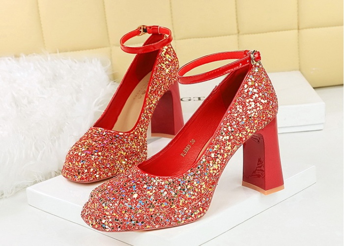 Sequins wedding shoes thick platform for women