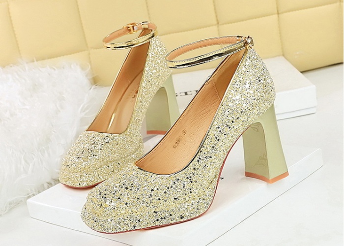 Sequins wedding shoes thick platform for women