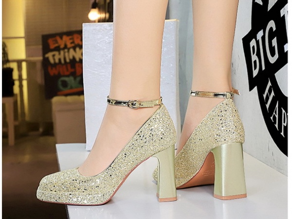 Sequins wedding shoes thick platform for women