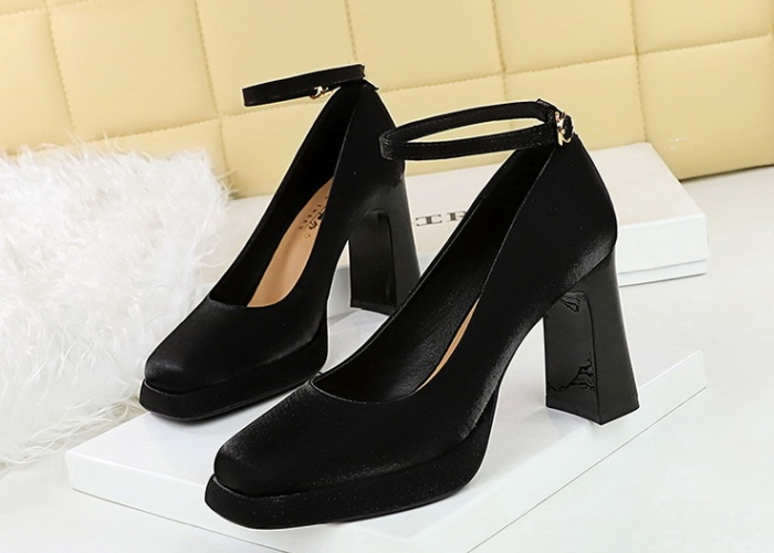 High-heeled banquet platform satin high-heeled shoes