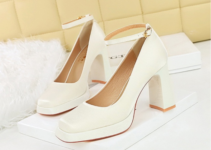 High-heeled banquet platform satin high-heeled shoes