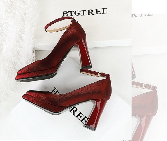 High-heeled banquet platform satin high-heeled shoes