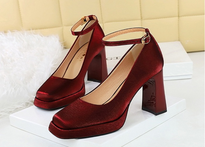 High-heeled banquet platform satin high-heeled shoes