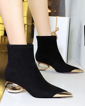 Pointed middle-heel women's boots broadcloth short boots