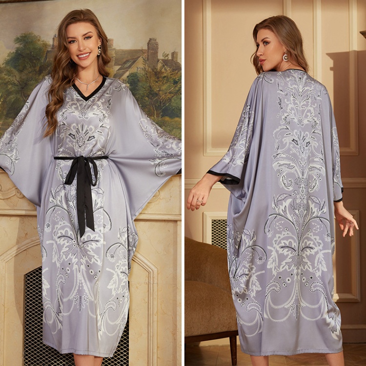 Conjoined pajamas long sleeve night dress for women