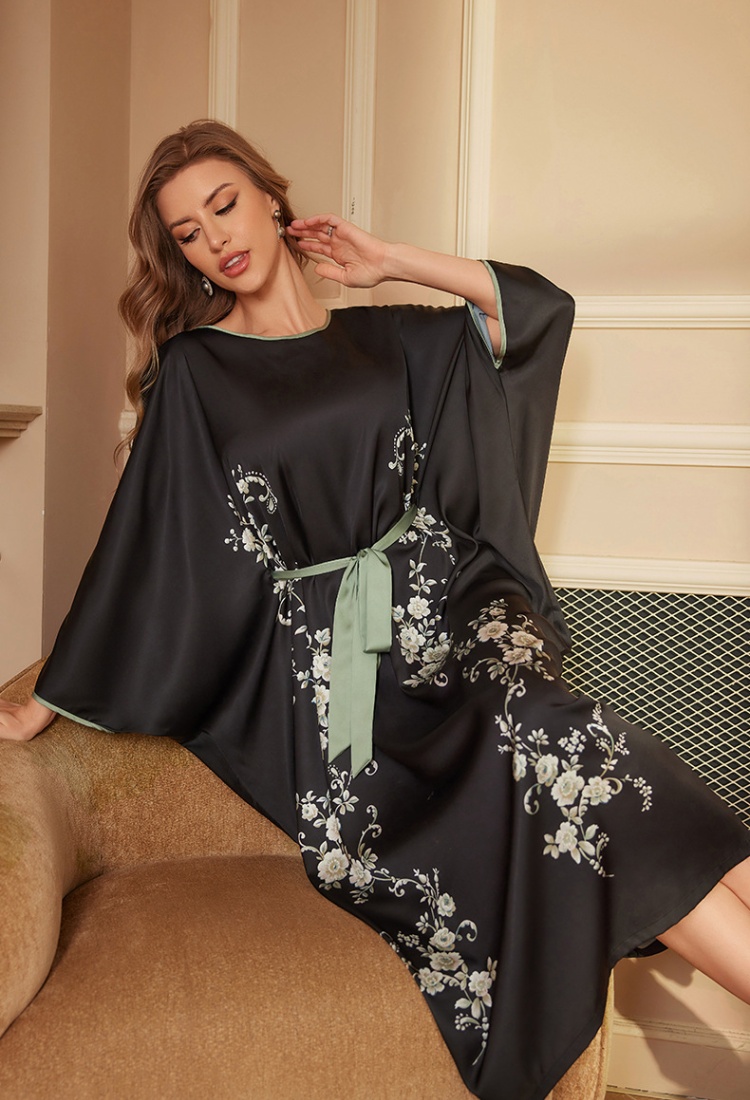 Conjoined pajamas long sleeve night dress for women