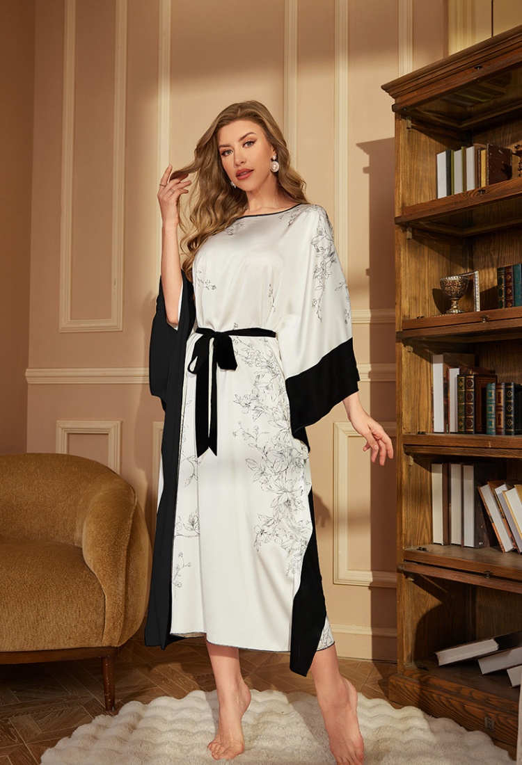 Conjoined pajamas long sleeve night dress for women