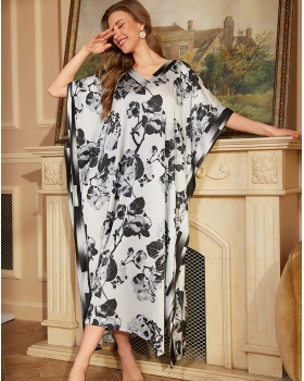 Long sleeve satin pajamas fashion night dress for women