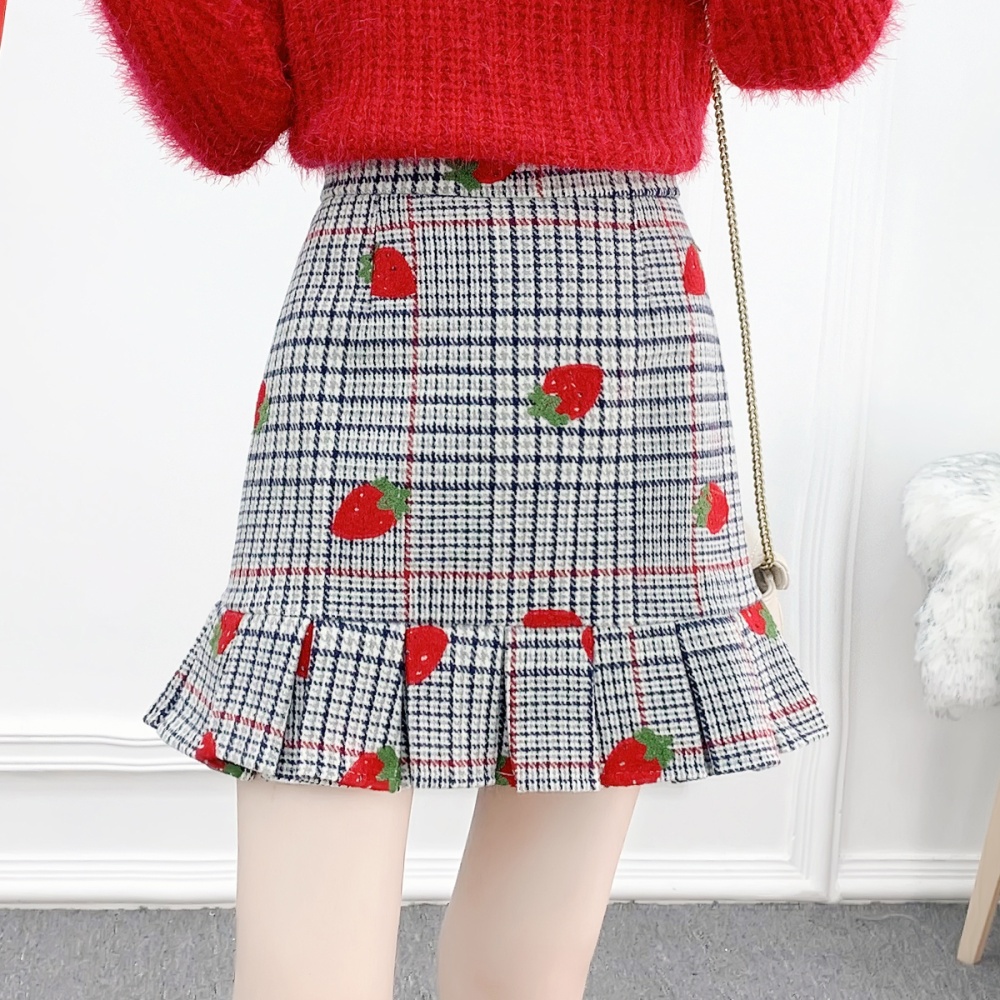 Slim A-line autumn and winter sweet high waist all-match skirt