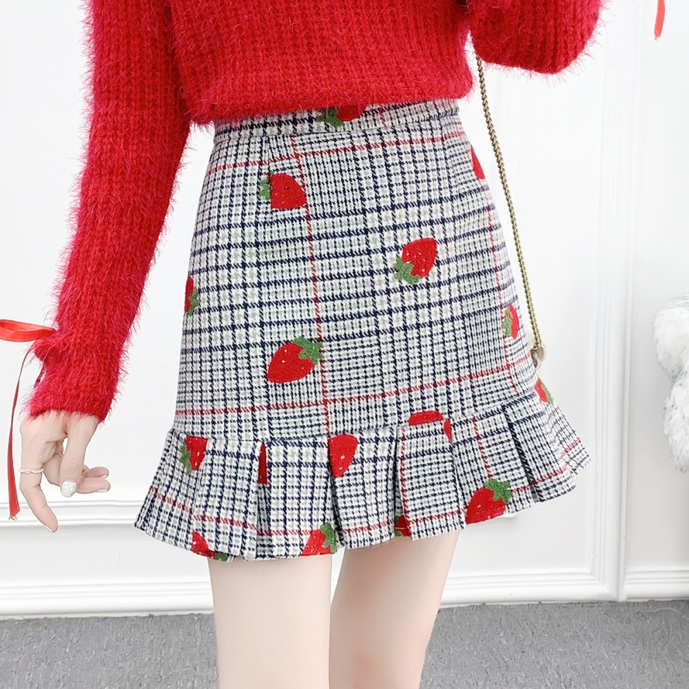 Slim A-line autumn and winter sweet high waist all-match skirt