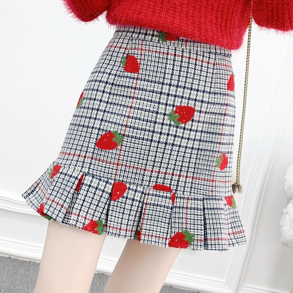 Slim A-line autumn and winter sweet high waist all-match skirt