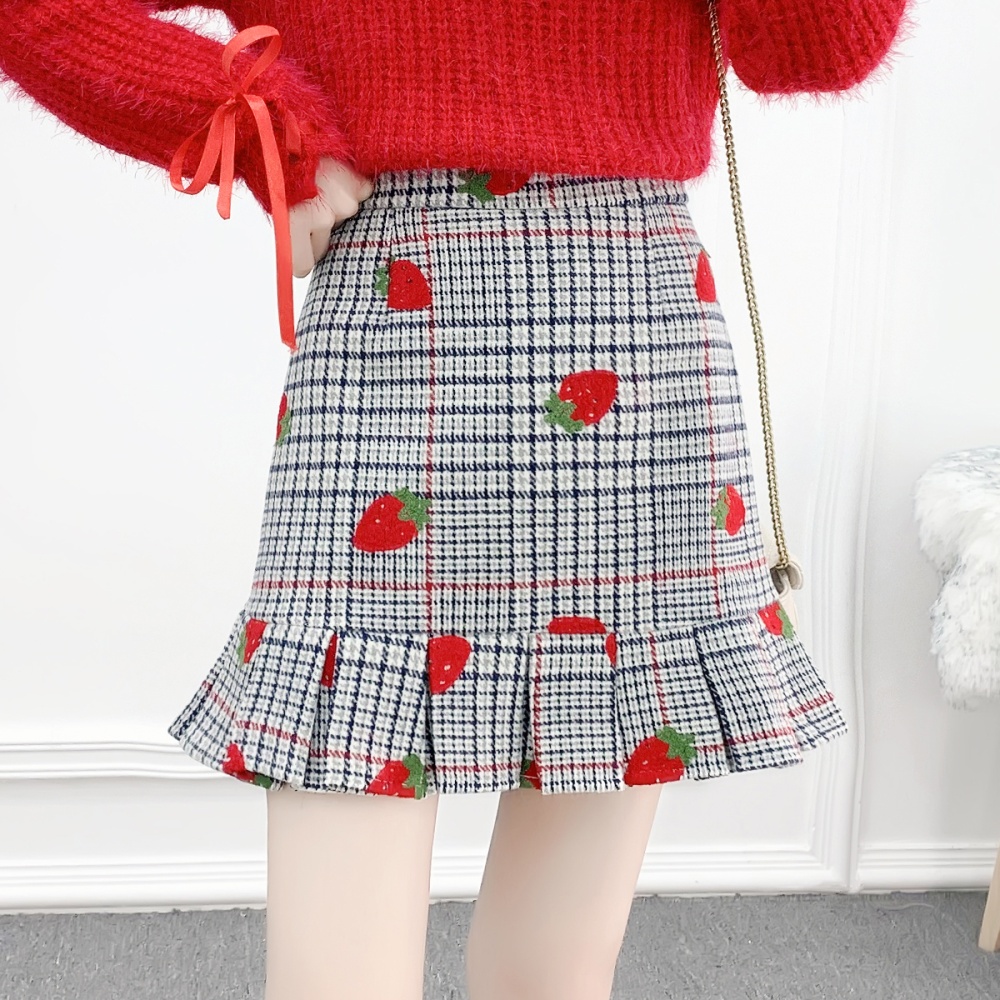 Slim A-line autumn and winter sweet high waist all-match skirt