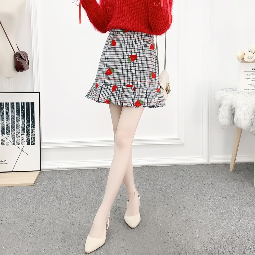 Slim A-line autumn and winter sweet high waist all-match skirt