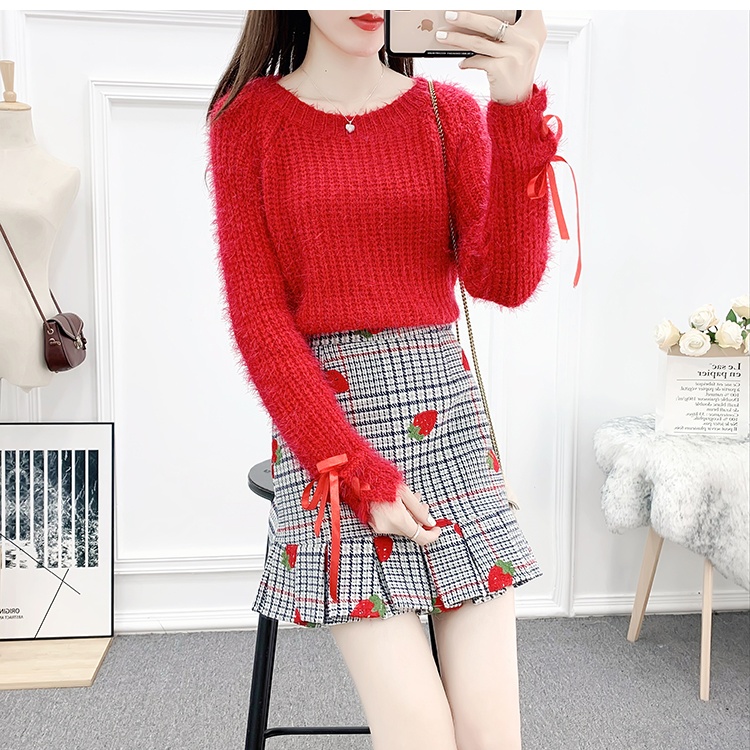 Slim A-line autumn and winter sweet high waist all-match skirt