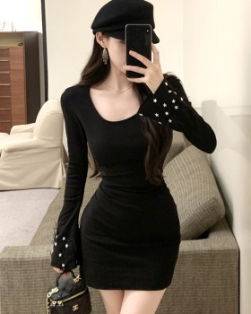 Long sleeve slim package hip short spicegirl bottoming dress