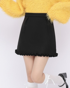 Package hip wood ear skirt woolen slim short skirt for women