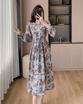 Slim tender frenum printing Korean style temperament dress