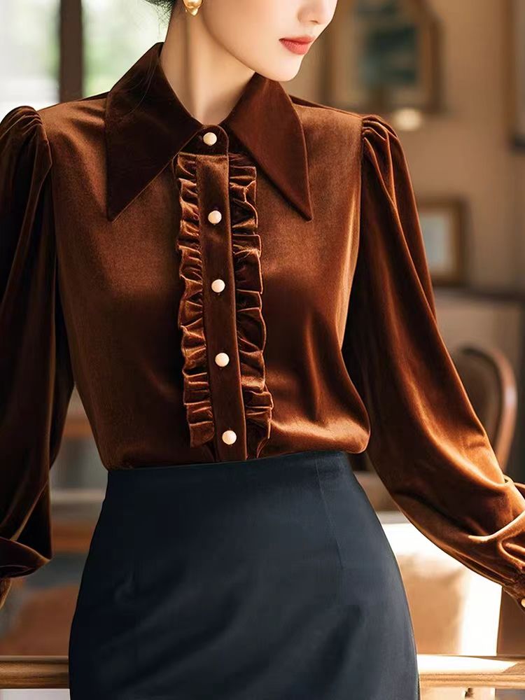 Long sleeve tops autumn and winter shirt for women