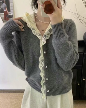 Wool autumn cardigan hooded knitted tops for women