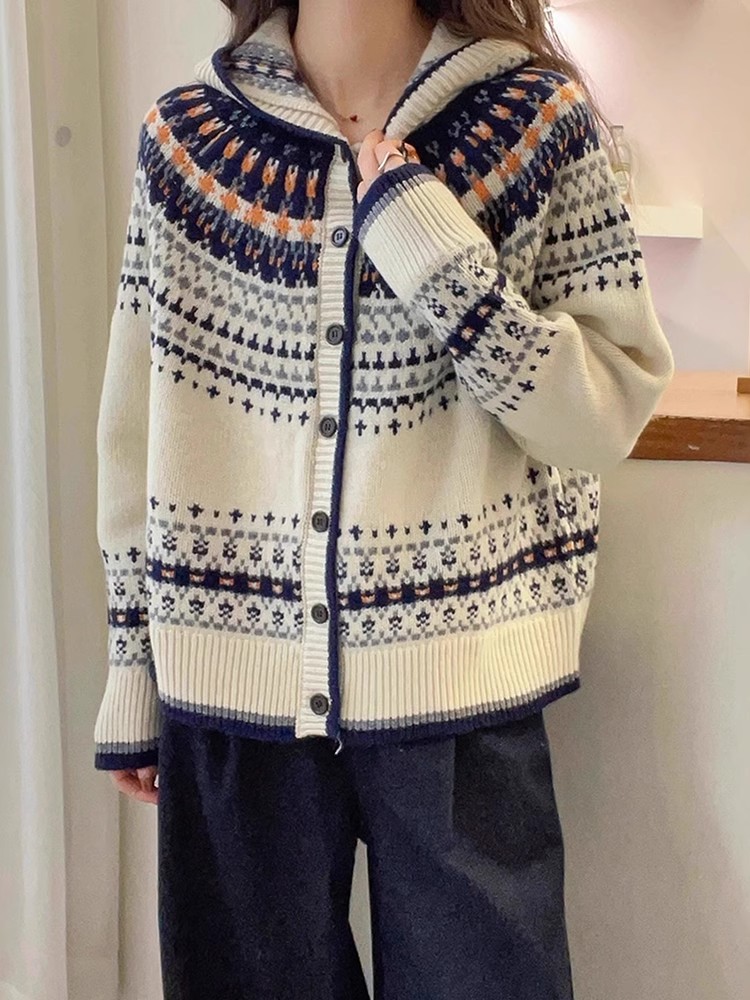 Lazy knitted long sleeve loose sweater