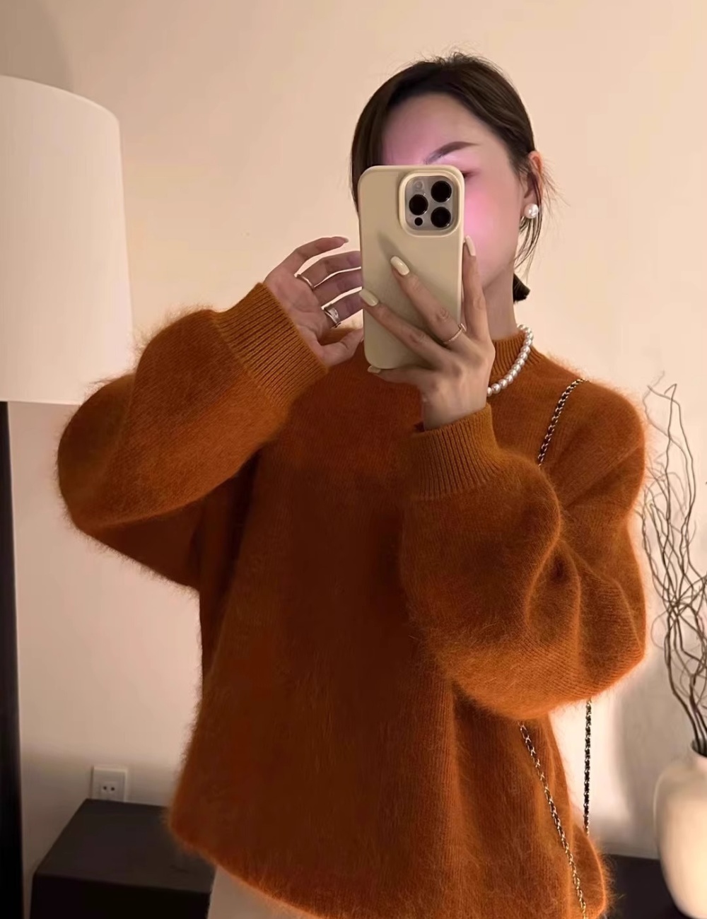 Autumn and winter purple sweater for women