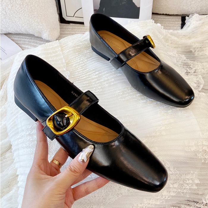 Retro minimalist France style flat low shoes for women