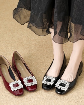 Square head France style high-heeled shoes rhinestone shoes