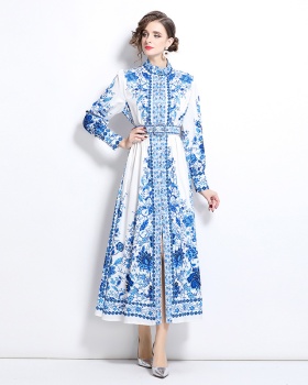 Blue and white porcelain printing fashion dress