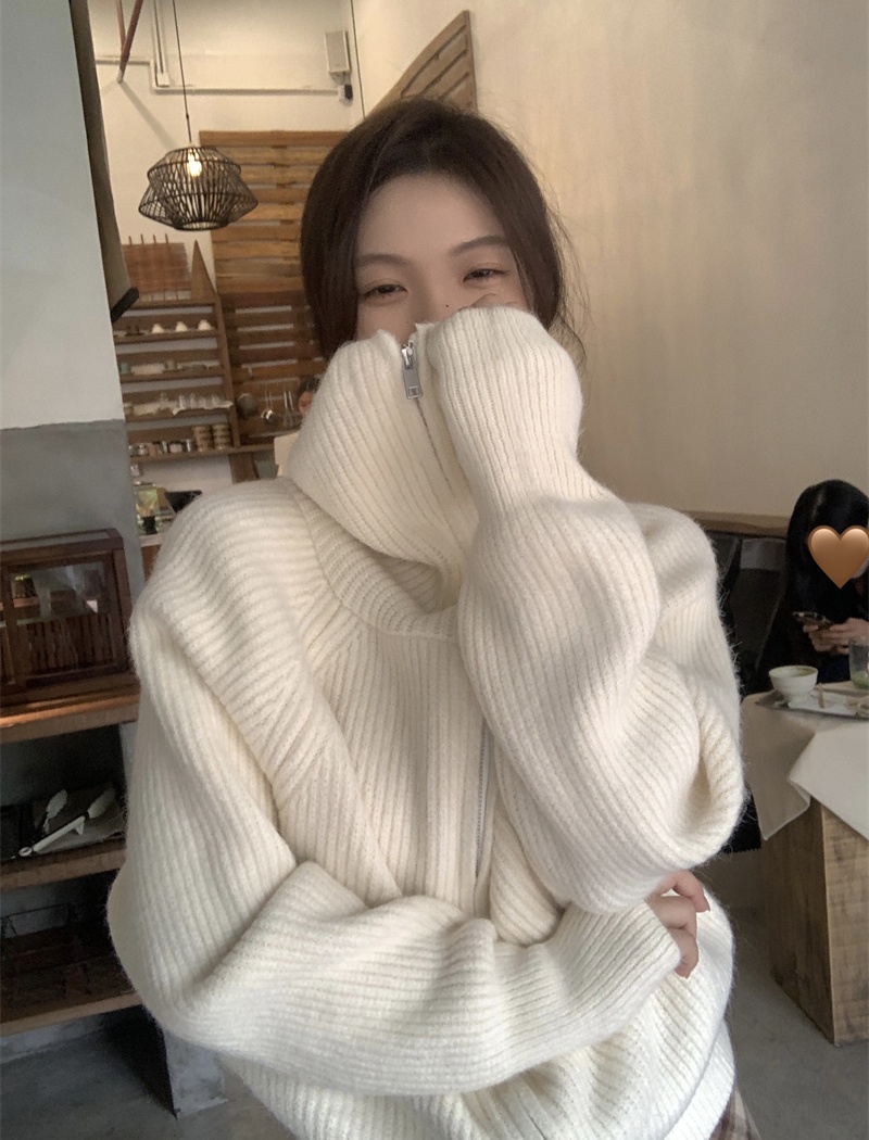 Pure knitted coat long sleeve cardigan for women