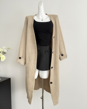 All-match knitted long coat simple Korean style temperament sweater