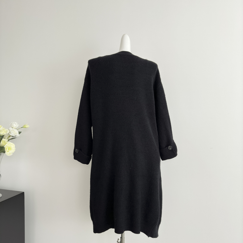 All-match knitted long coat simple Korean style temperament sweater