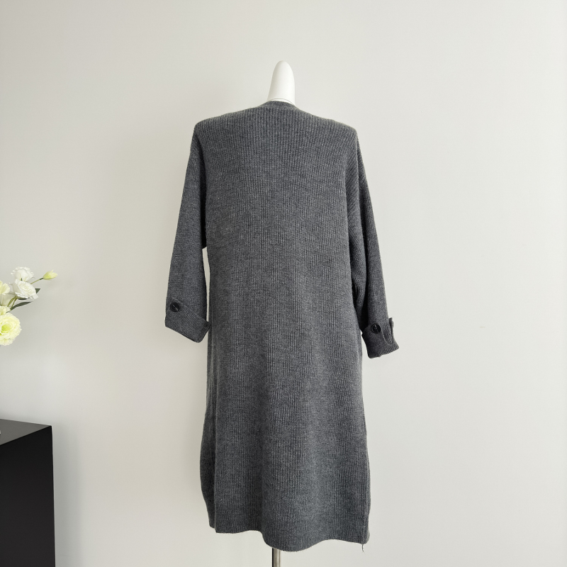 All-match knitted long coat simple Korean style temperament sweater