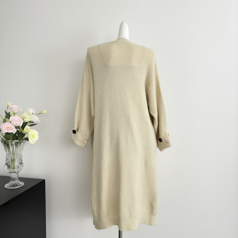 All-match knitted long coat simple Korean style temperament sweater