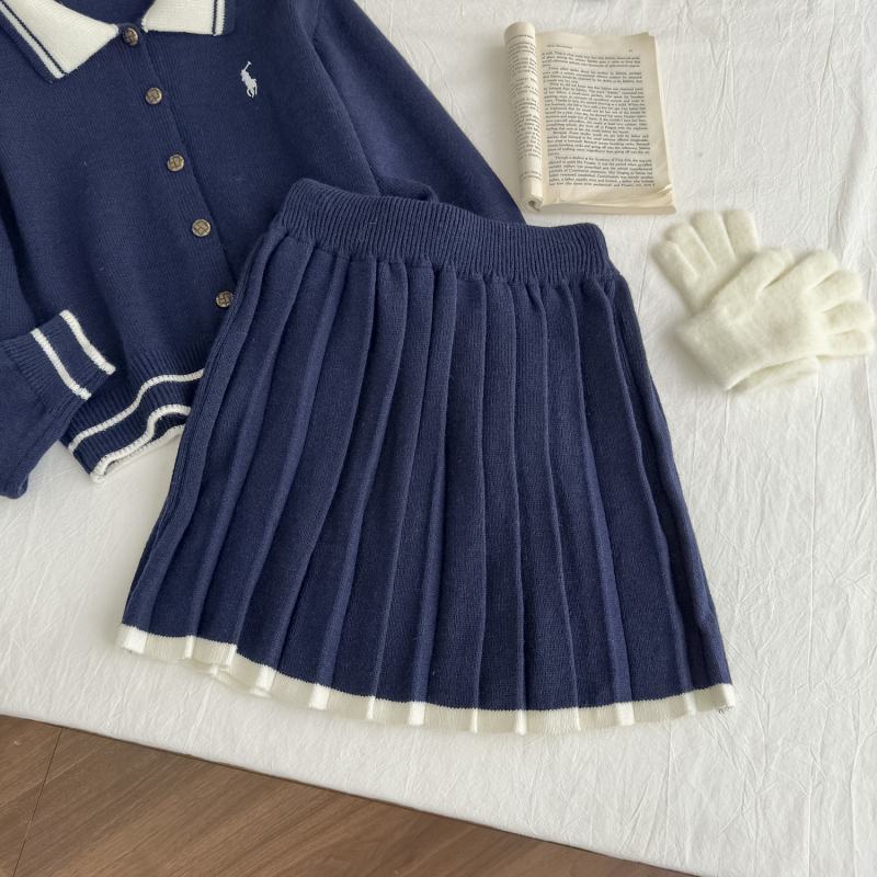 A-line tops high waist skirt 2pcs set