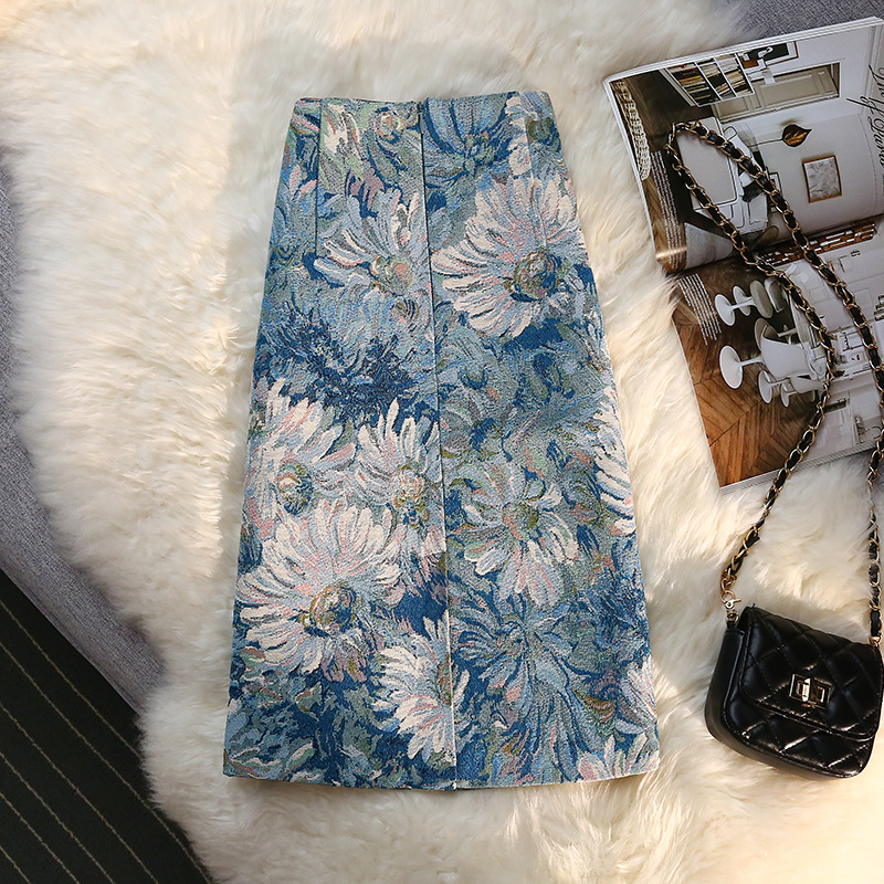 Straight spring and autumn skirt high waist one step skirt