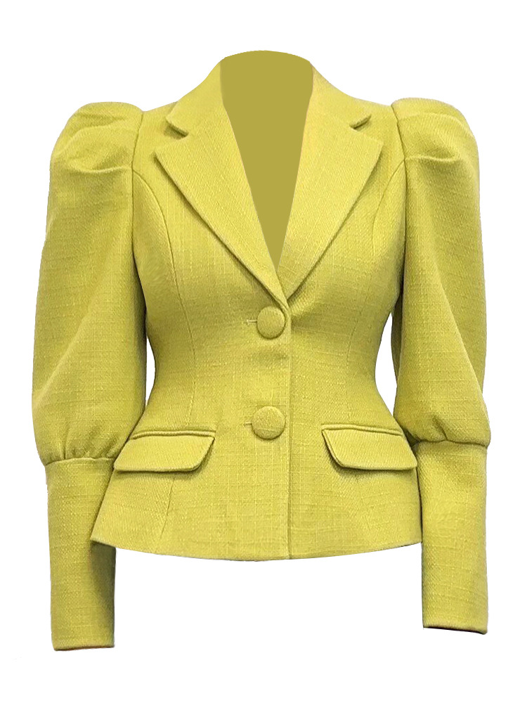 Personality two buckle business suit V-neck coat for women