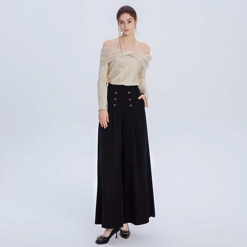 Niche drape wide leg pants spring long pants for women