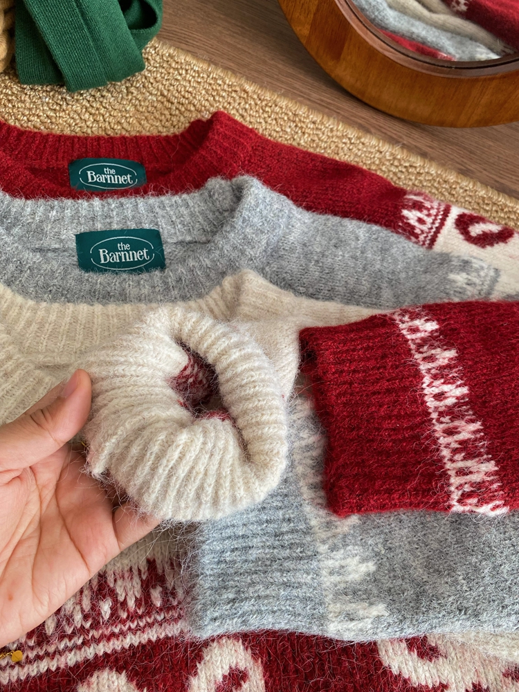 Embroidered knitted bow autumn and winter unique sweater