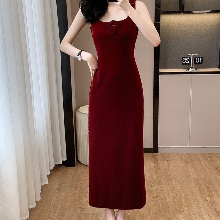 Autumn and winter evening dress sling dress for women