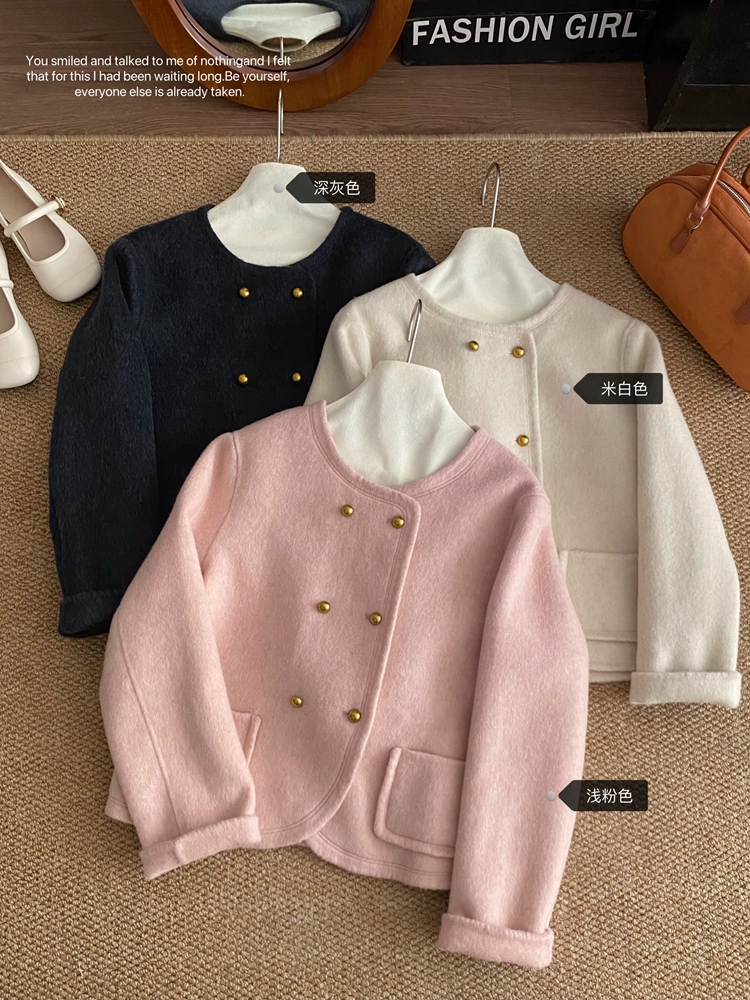 Winter wool chanelstyle coat woolen retro cardigan