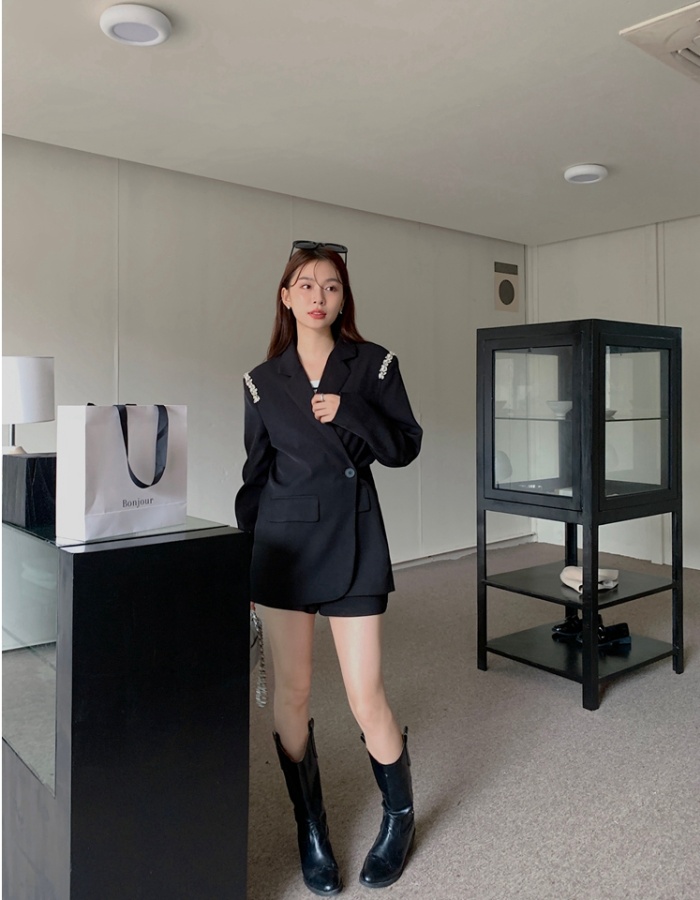 Long lapel pure business suit a buckle autumn and winter coat