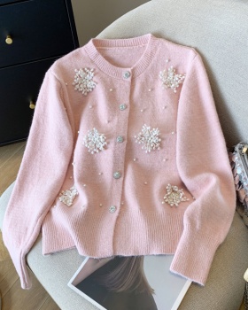 Pearl pure sweater flowers Korean style tops for women