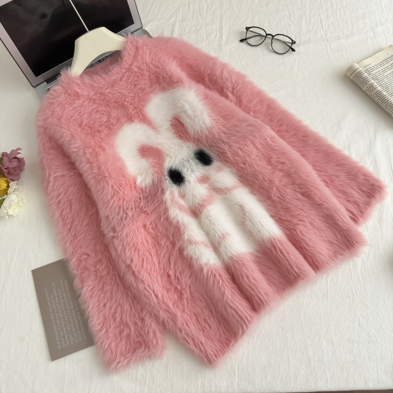 Mink hair loose American style sweater for women