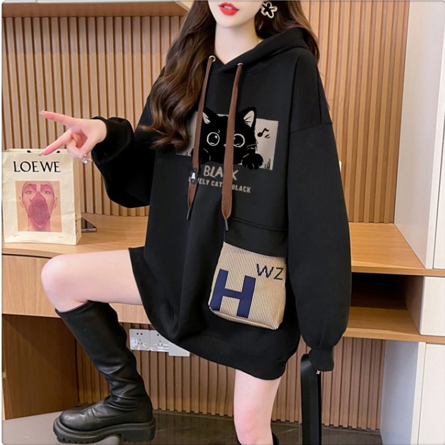 Stereoscopic thick plus velvet hoodie hooded loose coat